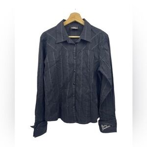 Harley-Davidson Button Down Long Sleeve Shirt In Black Estimated Size Medium‎